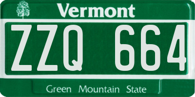 VT license plate ZZQ664