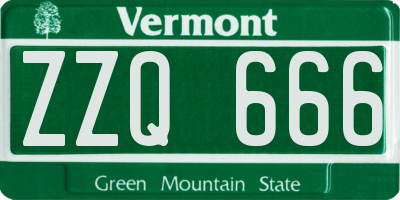 VT license plate ZZQ666