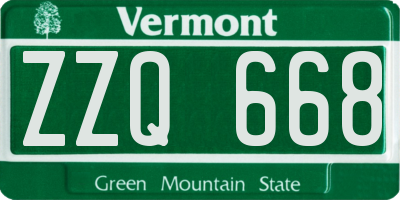 VT license plate ZZQ668