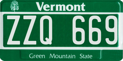 VT license plate ZZQ669