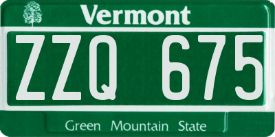 VT license plate ZZQ675