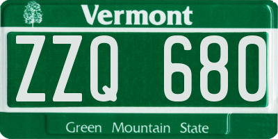 VT license plate ZZQ680