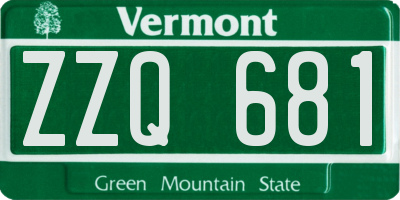 VT license plate ZZQ681