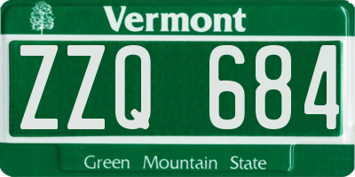 VT license plate ZZQ684