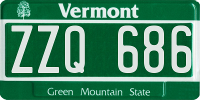 VT license plate ZZQ686