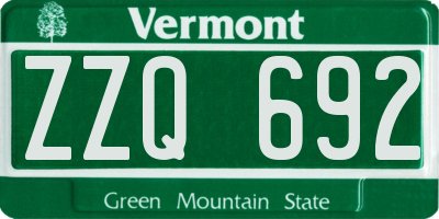 VT license plate ZZQ692