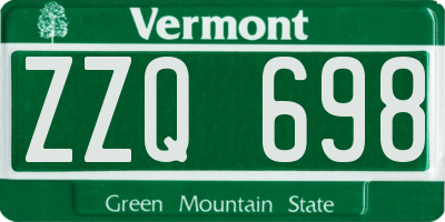 VT license plate ZZQ698