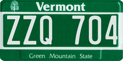 VT license plate ZZQ704