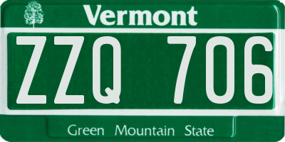 VT license plate ZZQ706