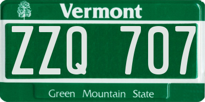 VT license plate ZZQ707