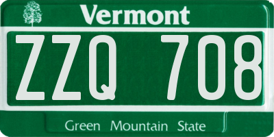 VT license plate ZZQ708