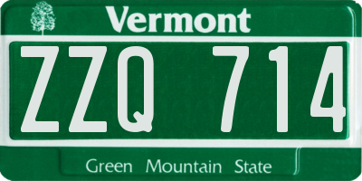 VT license plate ZZQ714