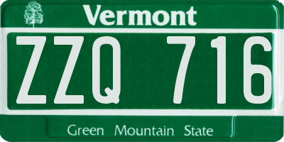 VT license plate ZZQ716