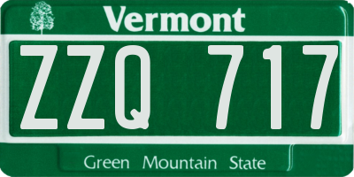 VT license plate ZZQ717