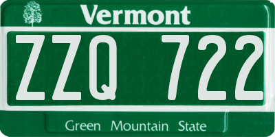 VT license plate ZZQ722