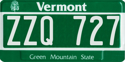 VT license plate ZZQ727