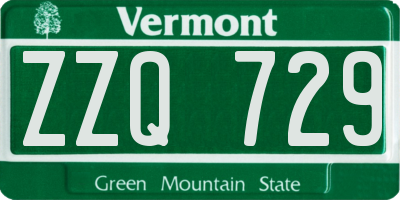 VT license plate ZZQ729