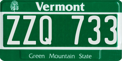 VT license plate ZZQ733