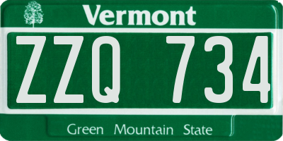 VT license plate ZZQ734