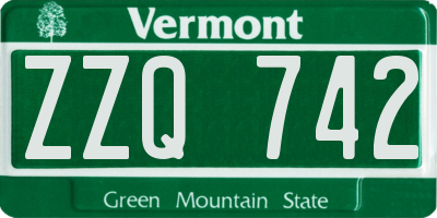 VT license plate ZZQ742