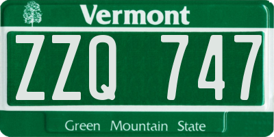 VT license plate ZZQ747