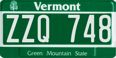 VT license plate ZZQ748