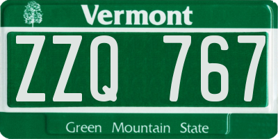 VT license plate ZZQ767