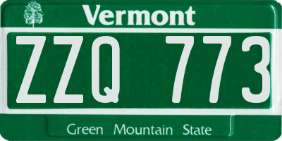 VT license plate ZZQ773