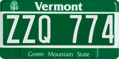 VT license plate ZZQ774