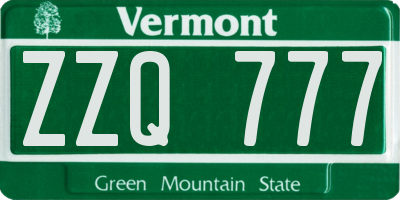 VT license plate ZZQ777