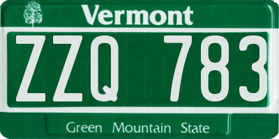 VT license plate ZZQ783