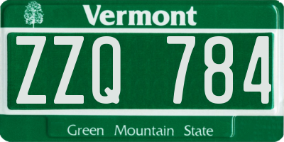VT license plate ZZQ784