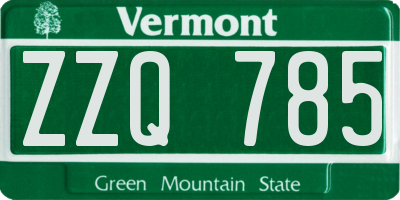 VT license plate ZZQ785