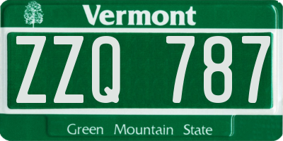 VT license plate ZZQ787
