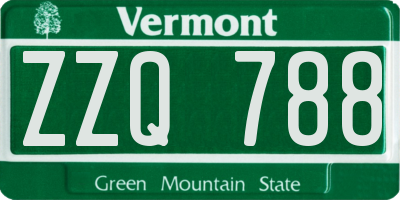 VT license plate ZZQ788