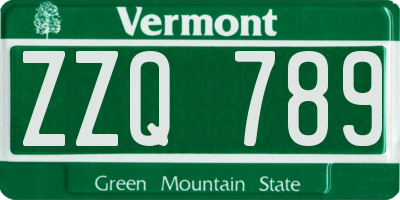 VT license plate ZZQ789