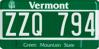 VT license plate ZZQ794