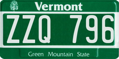 VT license plate ZZQ796