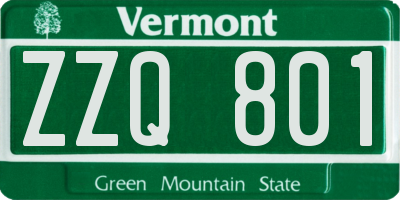 VT license plate ZZQ801