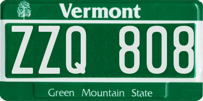 VT license plate ZZQ808