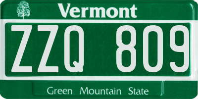 VT license plate ZZQ809