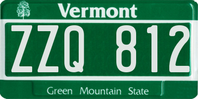 VT license plate ZZQ812