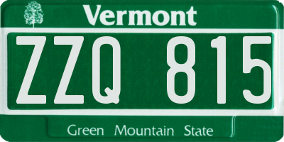 VT license plate ZZQ815