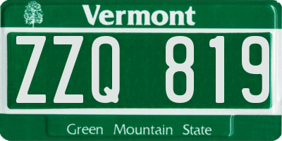 VT license plate ZZQ819