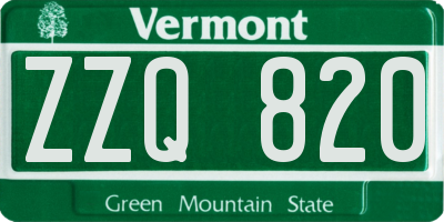 VT license plate ZZQ820
