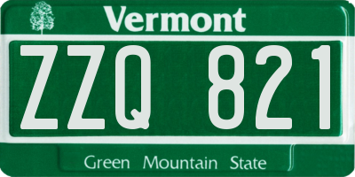 VT license plate ZZQ821