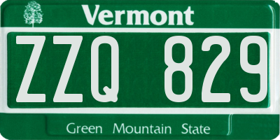 VT license plate ZZQ829