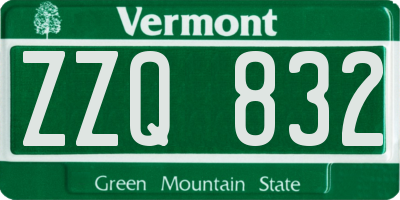 VT license plate ZZQ832