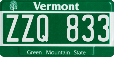 VT license plate ZZQ833