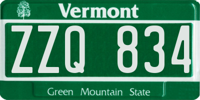 VT license plate ZZQ834